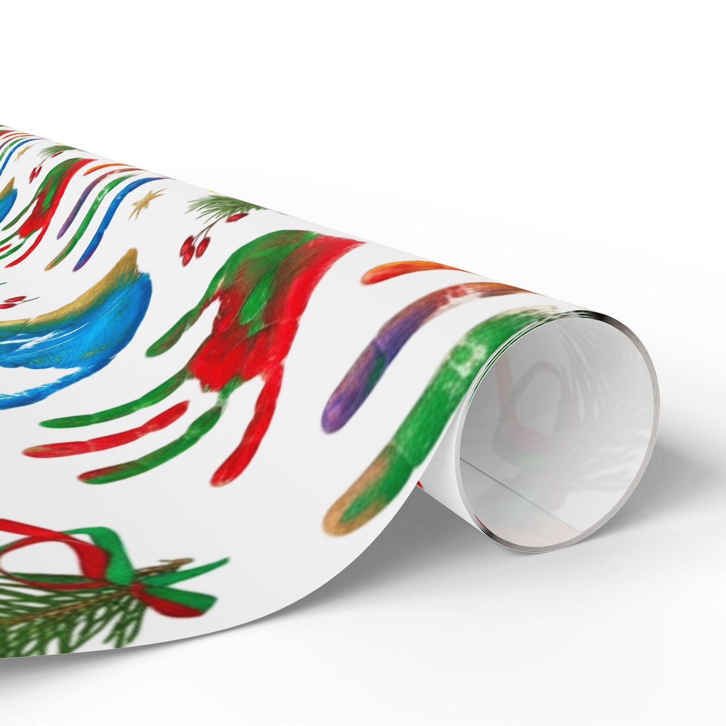 Holiday Handprint Wrapping Paper — Colorful Christmas Gift Wrap Roll