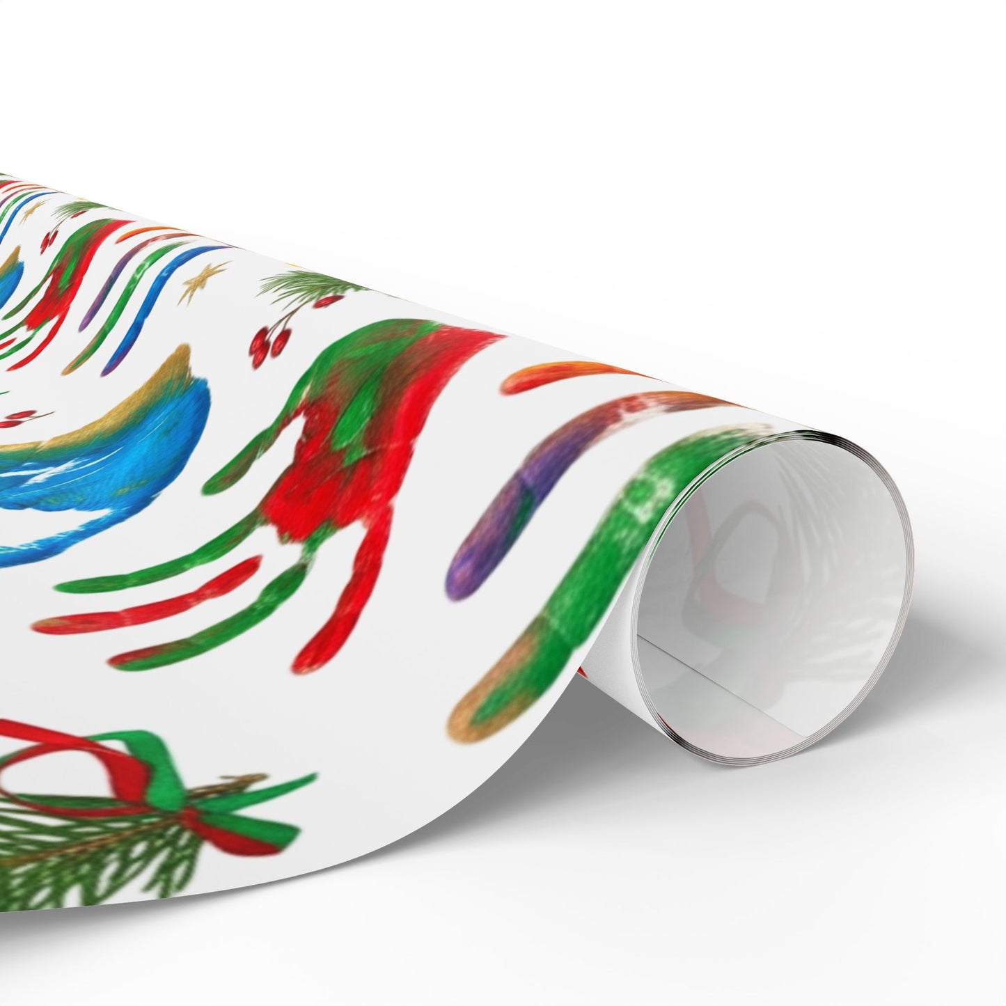 Holiday Handprint Wrapping Paper — Colorful Christmas Gift Wrap Roll