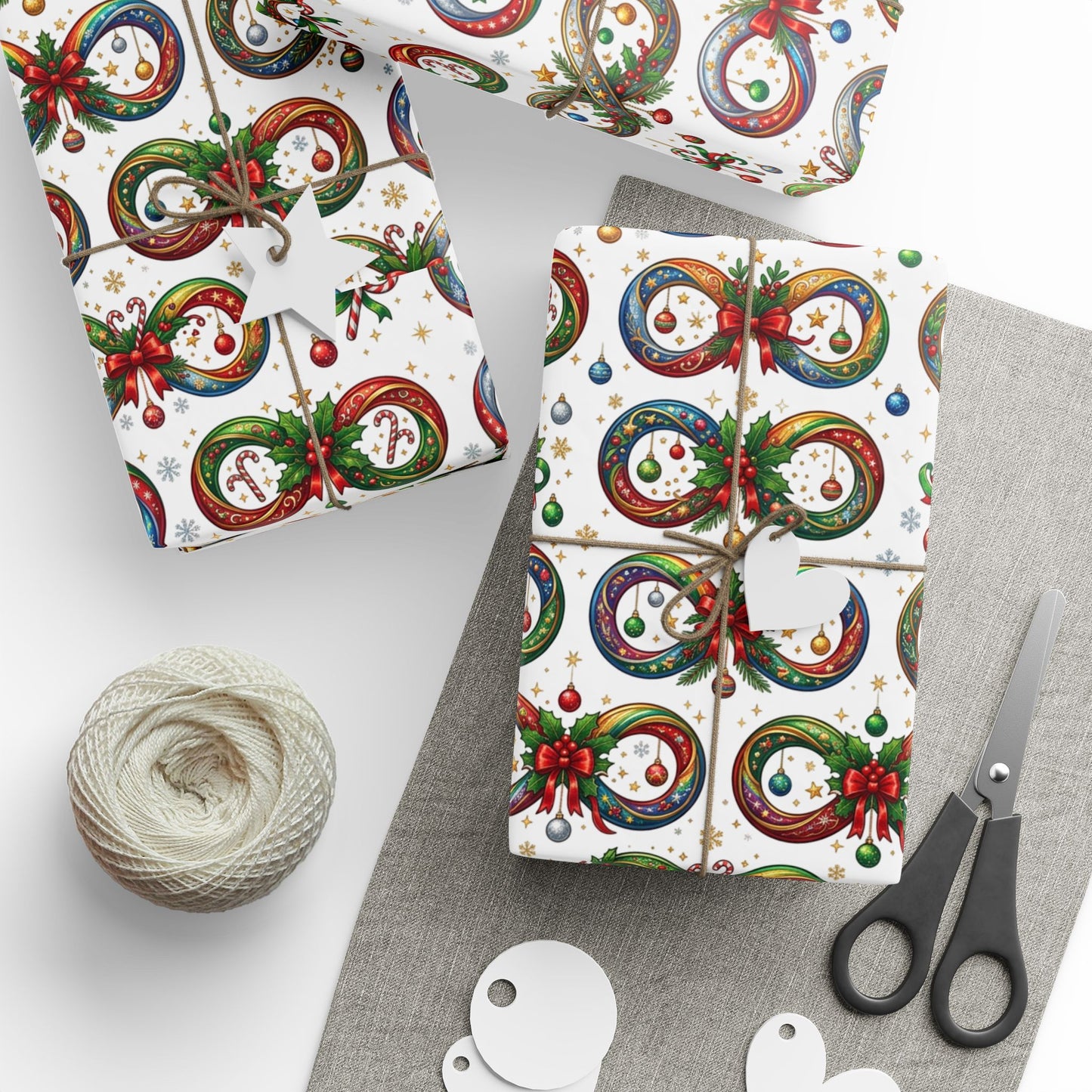 Autism Awareness Christmas Wreath Wrapping Paper Roll — Festive Holiday Gift Wrap