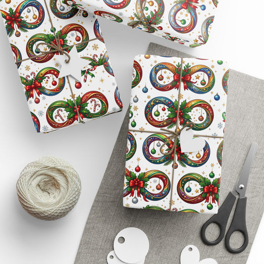 Autism Awareness Christmas Wreath Wrapping Paper Roll — Festive Holiday Gift Wrap