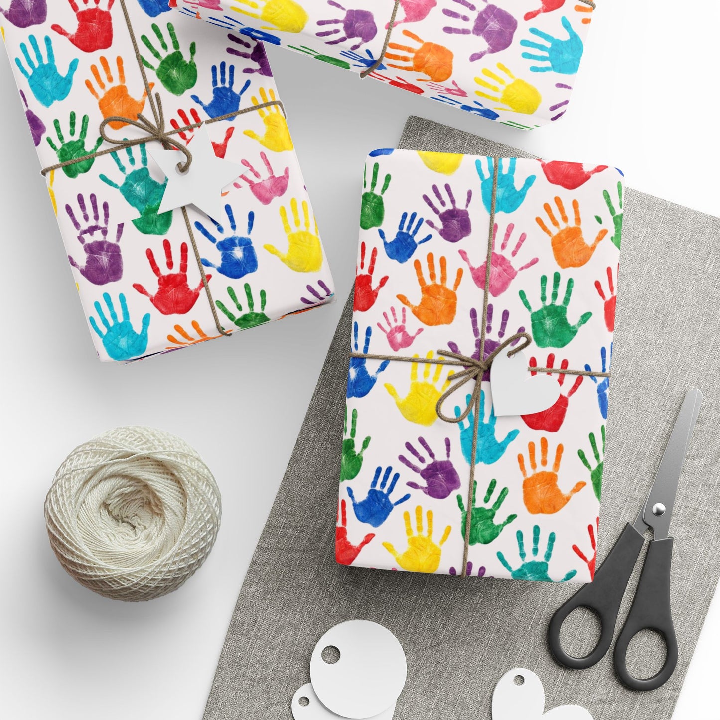 Handprint Pattern Wrapping Paper — Colorful Kids’ Gift Wrap Roll (Autism Awareness)