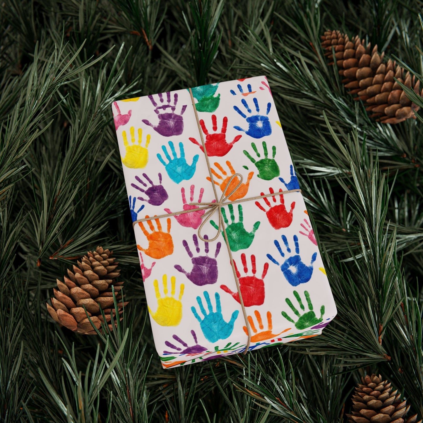 Handprint Pattern Wrapping Paper — Colorful Kids’ Gift Wrap Roll (Autism Awareness)