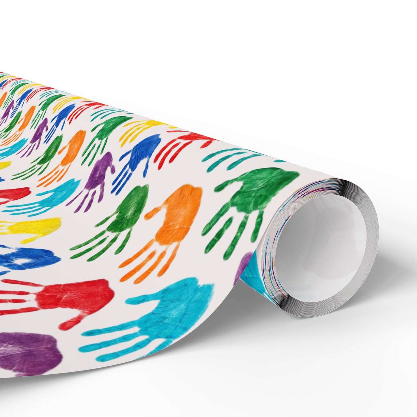Handprint Pattern Wrapping Paper — Colorful Kids’ Gift Wrap Roll (Autism Awareness)
