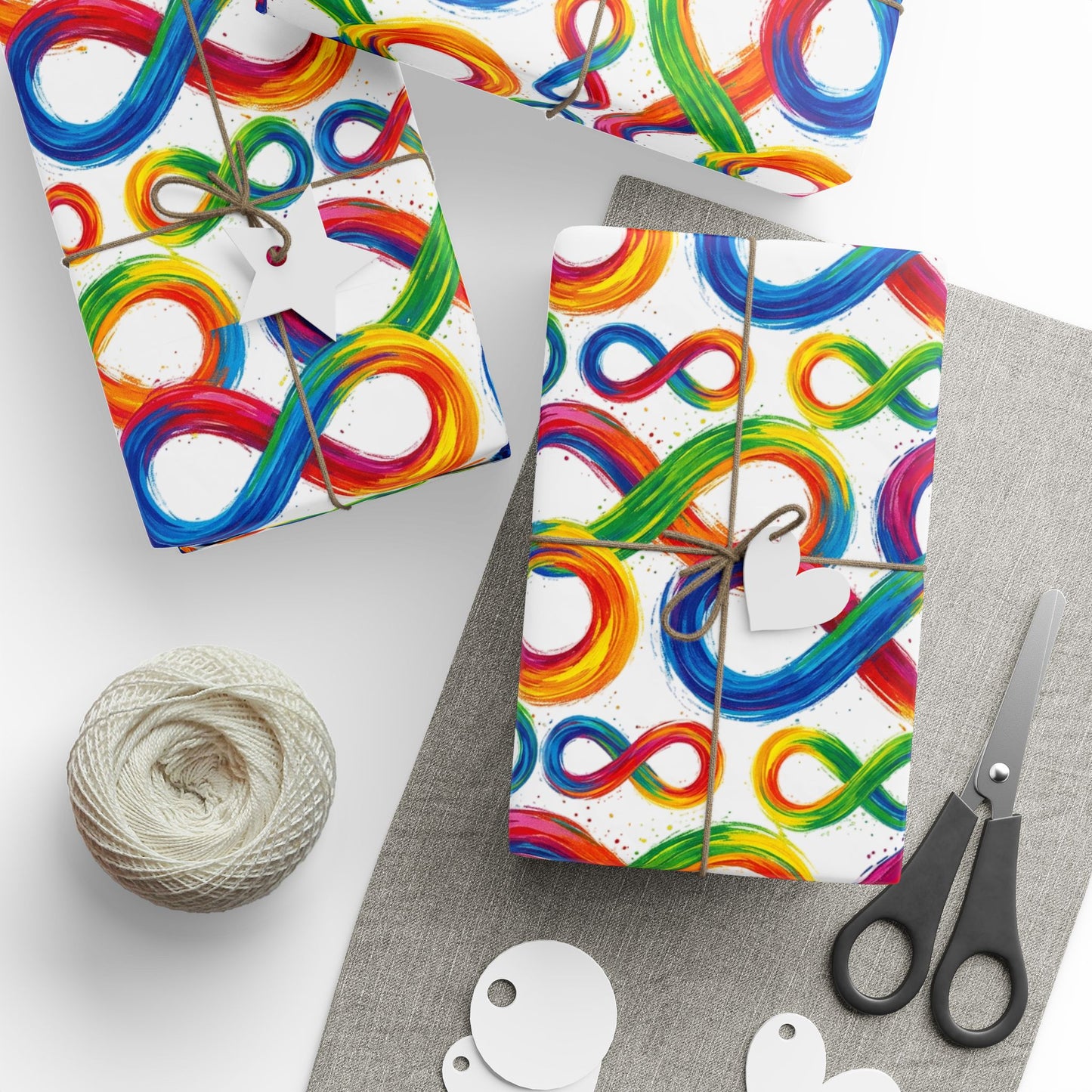 Autism Awareness Rainbow Loop Wrapping Paper Roll — Colorful Gift Wrap for Birthdays & Celebrations