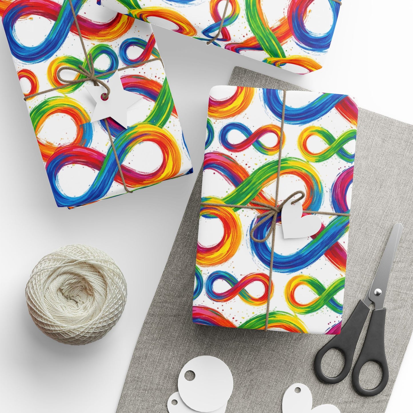 Autism Awareness Rainbow Loop Wrapping Paper Roll — Colorful Gift Wrap for Birthdays & Celebrations