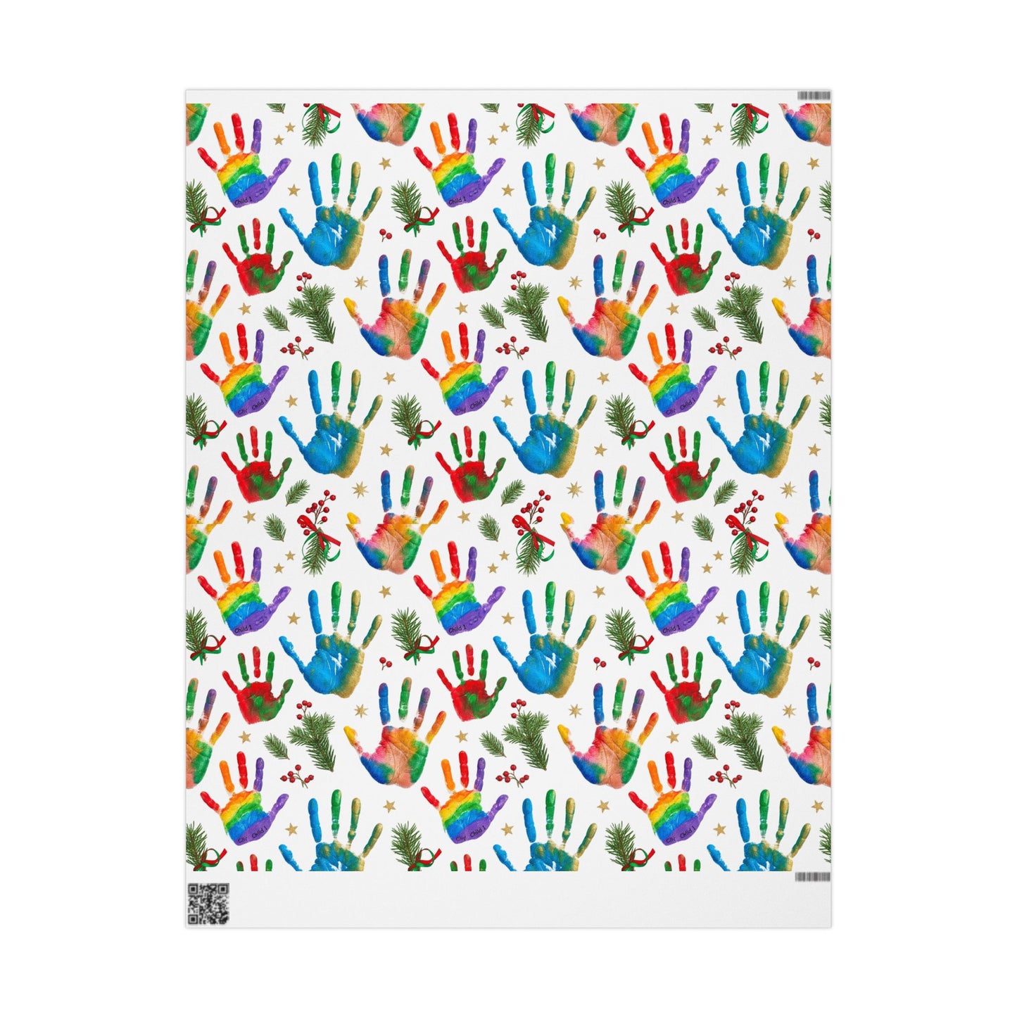 Holiday Handprint Wrapping Paper — Colorful Christmas Gift Wrap Roll