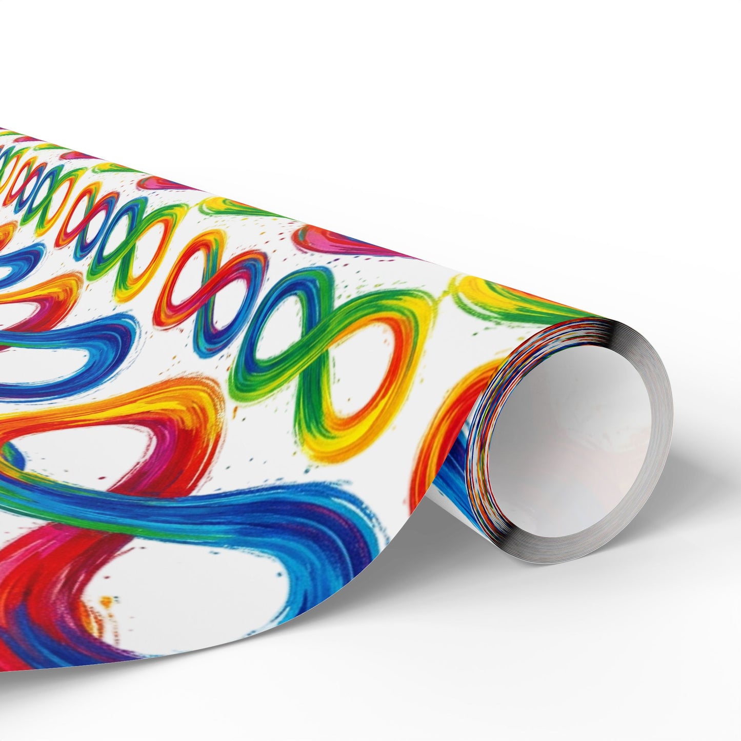 Autism Awareness Rainbow Loop Wrapping Paper Roll — Colorful Gift Wrap for Birthdays & Celebrations
