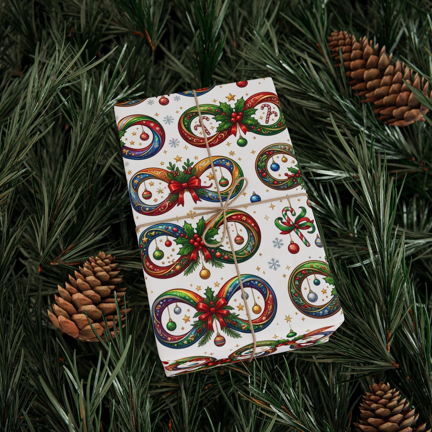 Autism Awareness Christmas Wreath Wrapping Paper Roll — Festive Holiday Gift Wrap