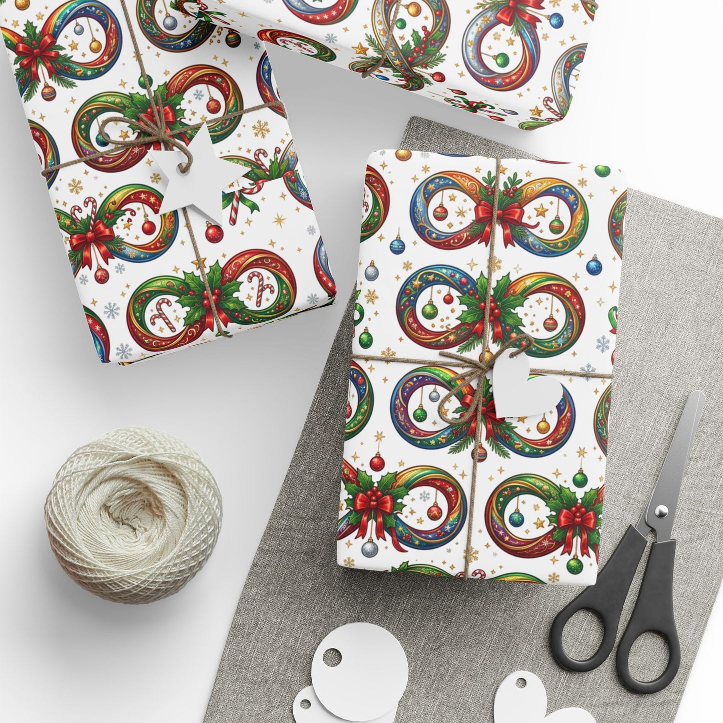 Autism Awareness Christmas Wreath Wrapping Paper Roll — Festive Holiday Gift Wrap