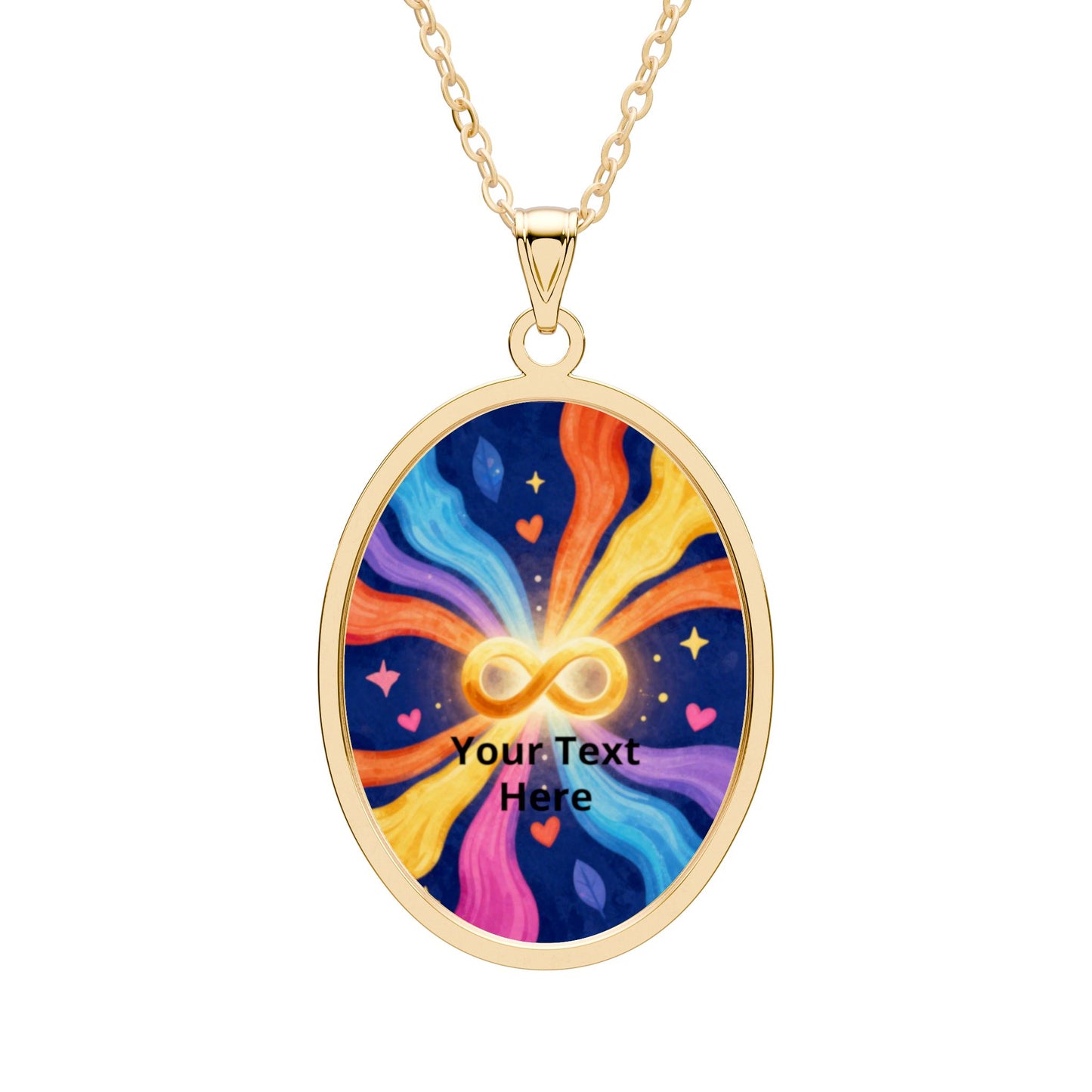 Infinity Heart Oval Pendant Necklace — Colorful Cosmic Love Personalized Pendant
