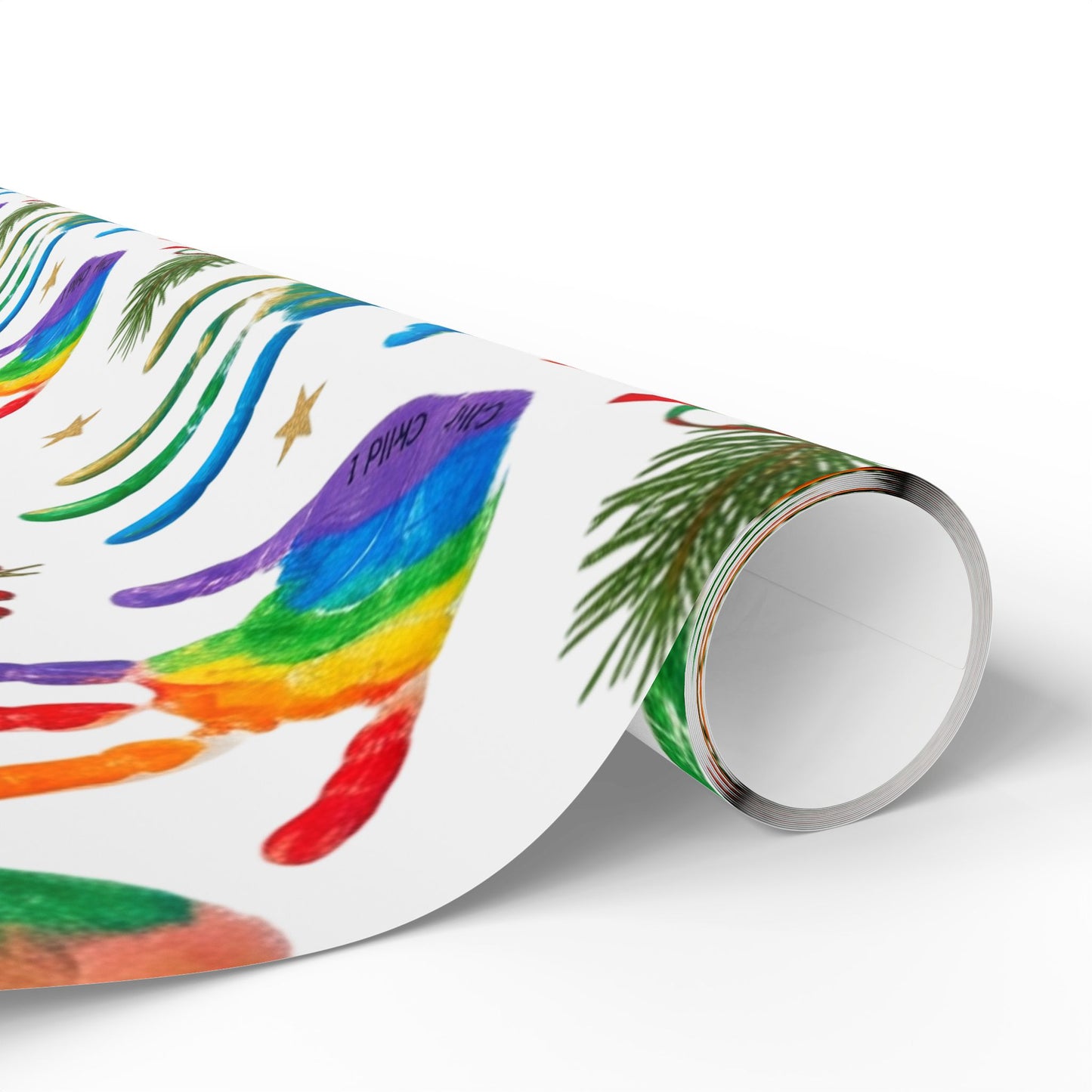 Holiday Handprint Wrapping Paper — Colorful Christmas Gift Wrap Roll
