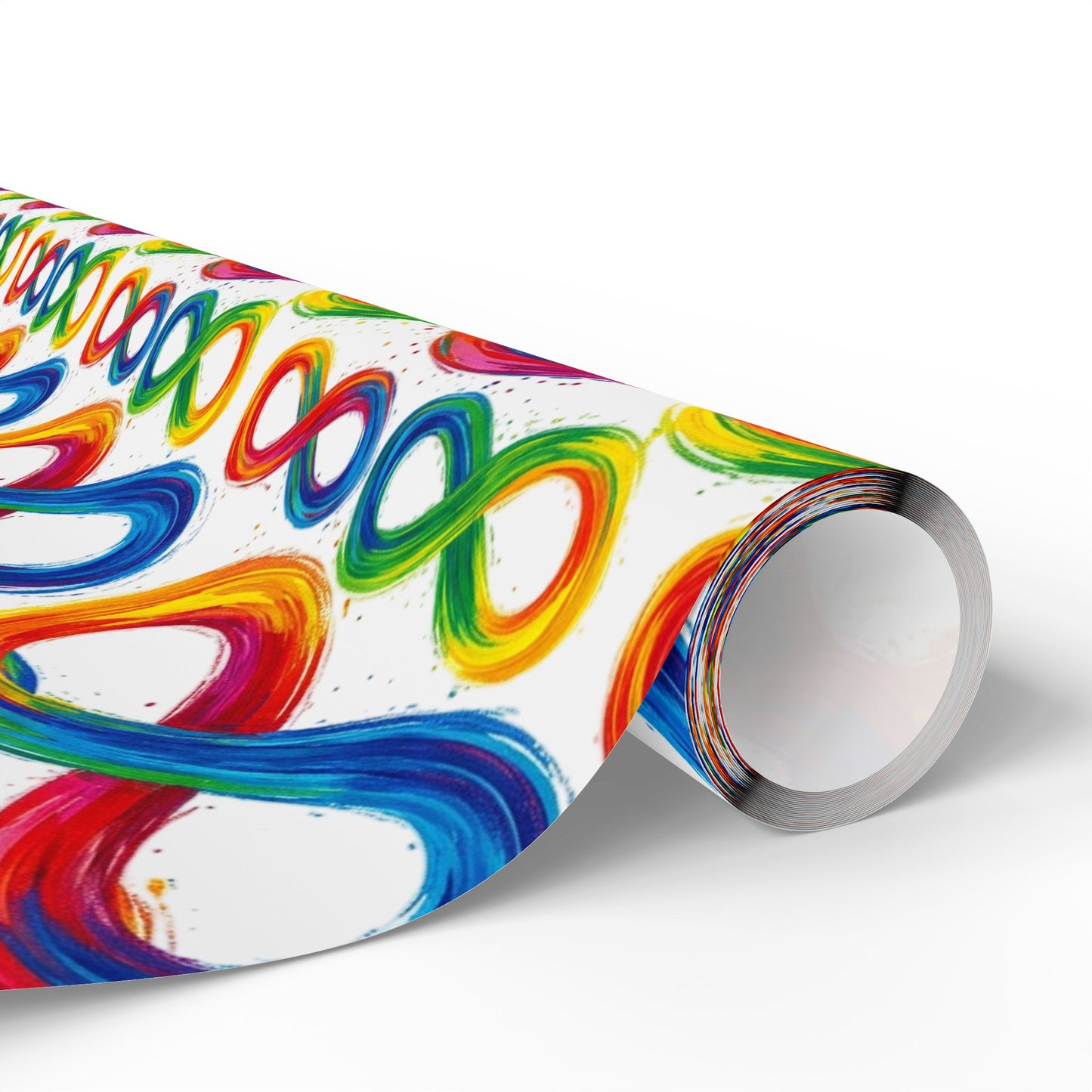 Autism Awareness Rainbow Loop Wrapping Paper Roll — Colorful Gift Wrap for Birthdays & Celebrations