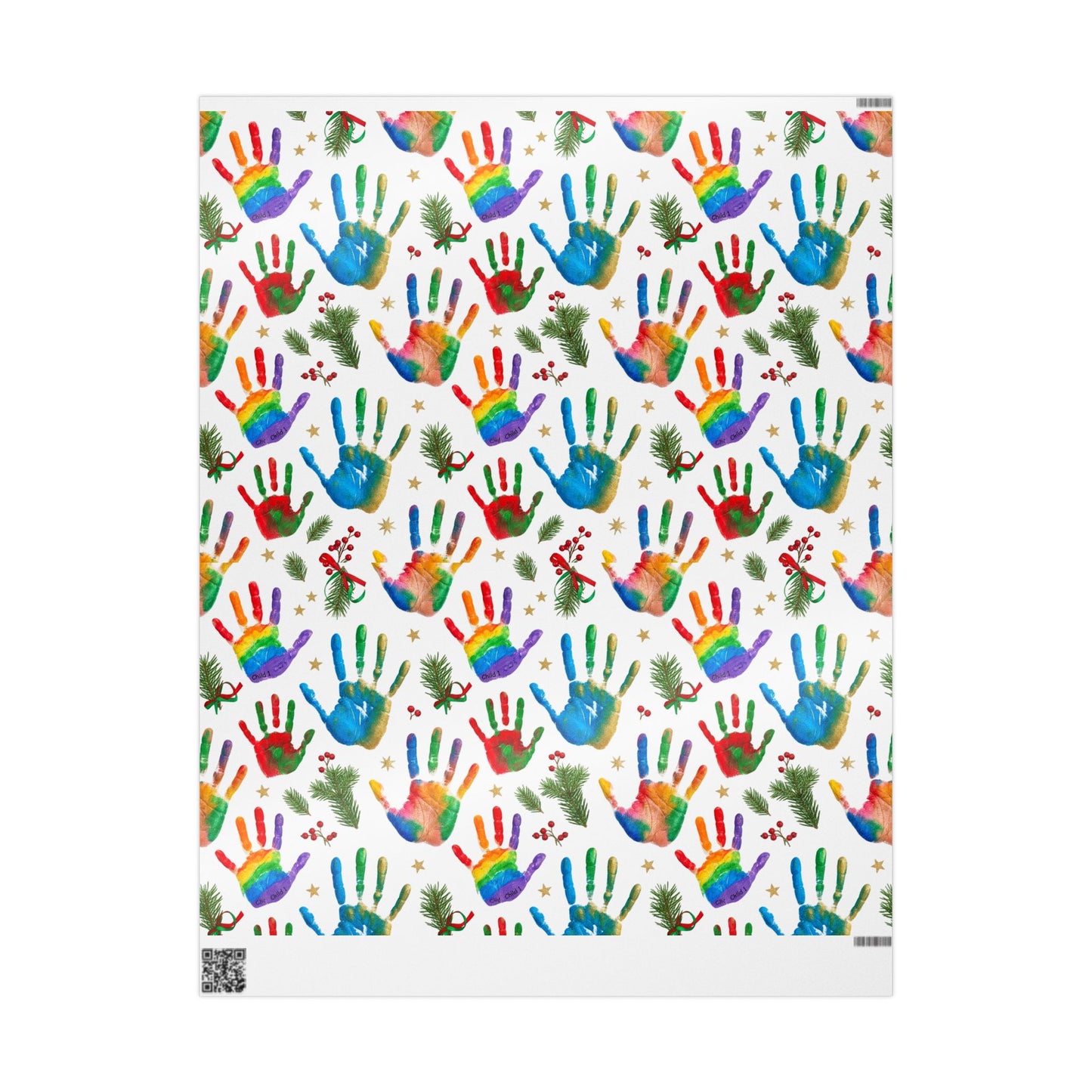 Holiday Handprint Wrapping Paper — Colorful Christmas Gift Wrap Roll