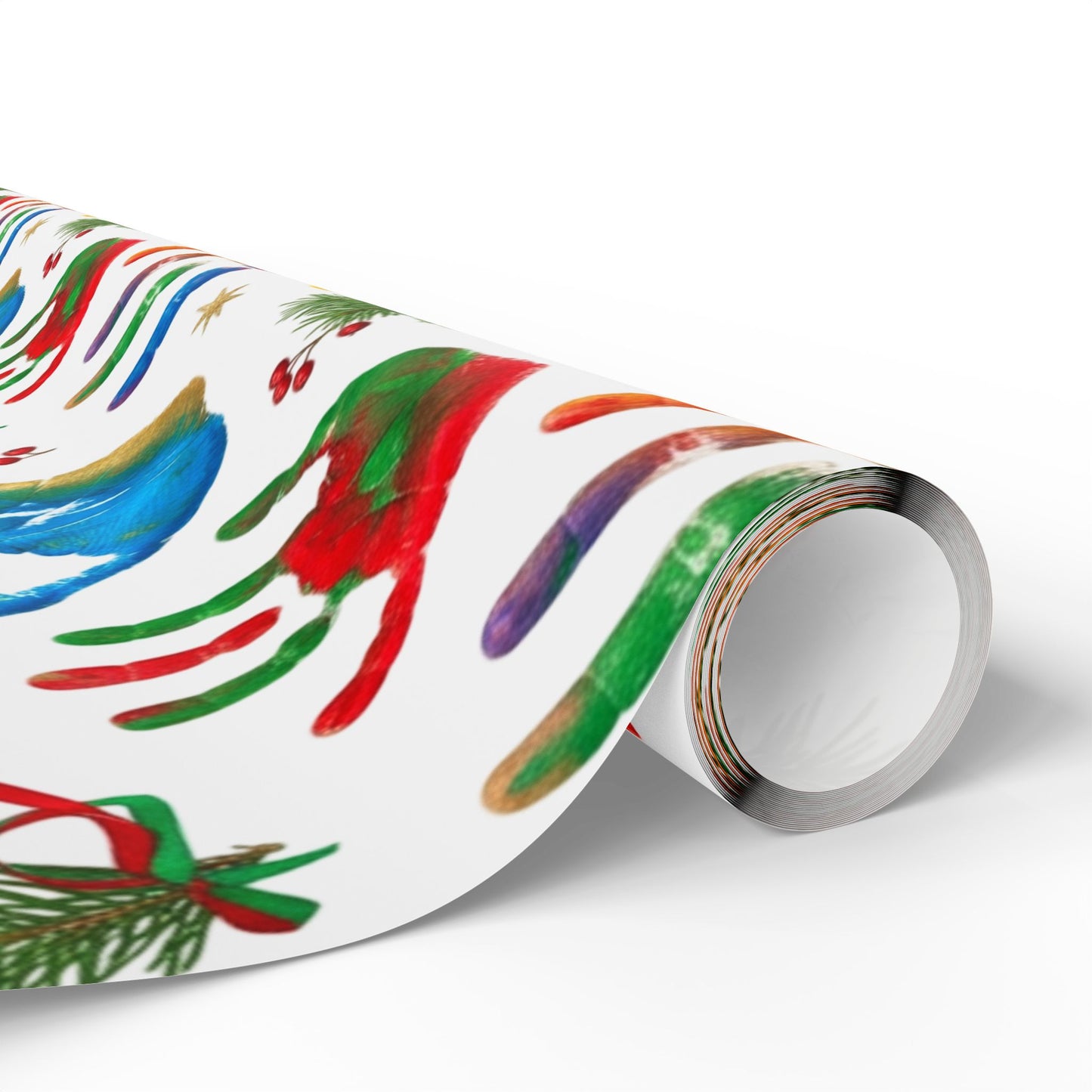 Holiday Handprint Wrapping Paper — Colorful Christmas Gift Wrap Roll