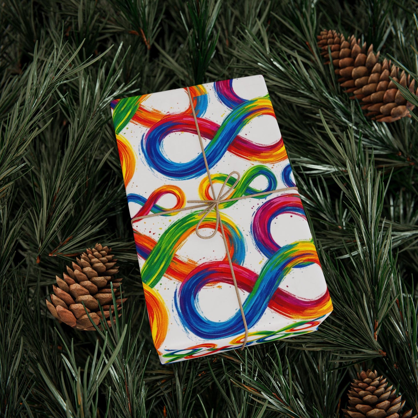 Autism Awareness Rainbow Loop Wrapping Paper Roll — Colorful Gift Wrap for Birthdays & Celebrations