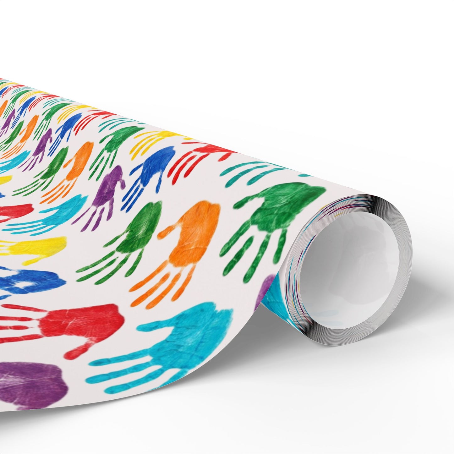 Handprint Pattern Wrapping Paper — Colorful Kids’ Gift Wrap Roll (Autism Awareness)