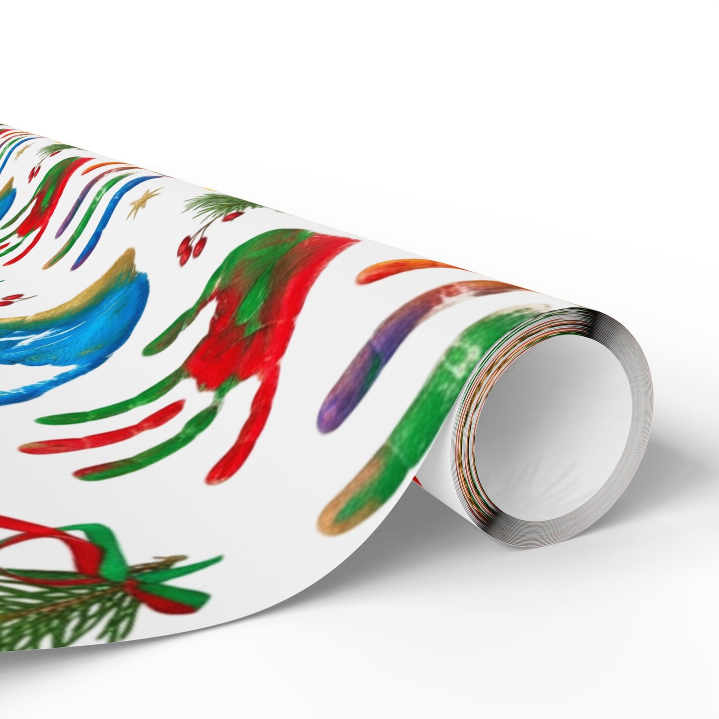 Holiday Handprint Wrapping Paper — Colorful Christmas Gift Wrap Roll
